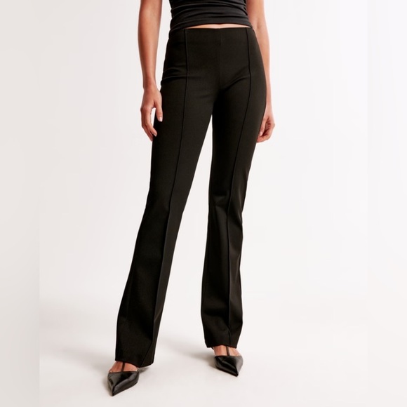 Abercrombie & Fitch Pants - Abercrombie & Fitch Black Split Hem High Rise Pintock Stretch Bootcut Trousers